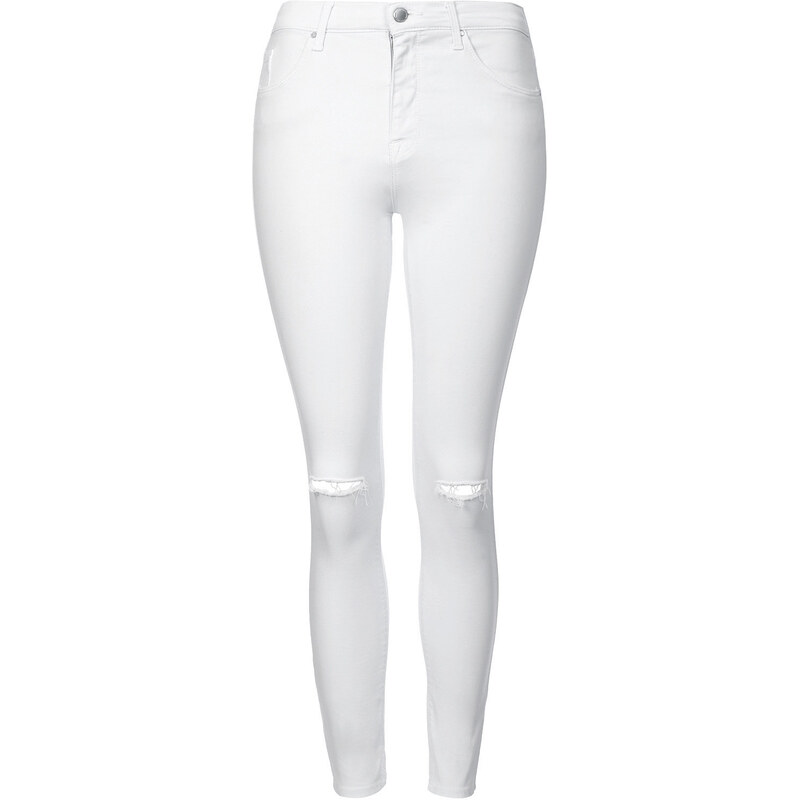 Topshop MOTO Winter White Ripped Leigh Jeans