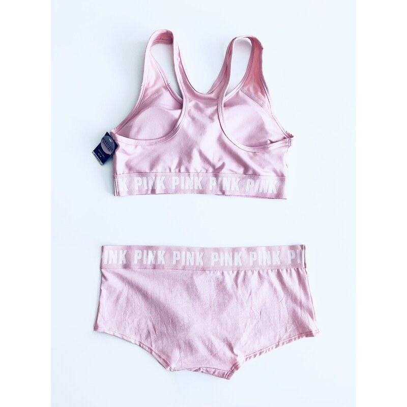 Victoria's Secret Victoria's Secret PINK Ultimate Rosegold sportovní podprsenka a kalhotky Boyshort set 2 ks - M / Rosegold / Victoria's Secret