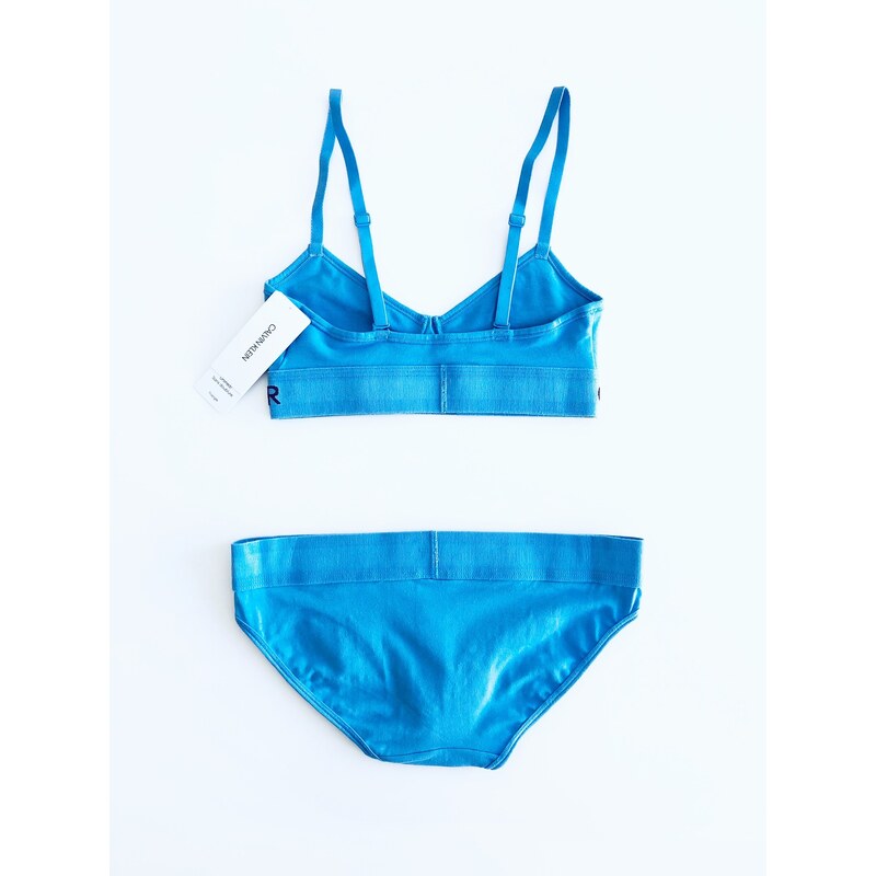 Calvin Klein Calvin Klein Monogram Blue stylová podprsenka Triangle a kalhotky Bikini set 2 ks - XS / Modrá / Calvin Klein