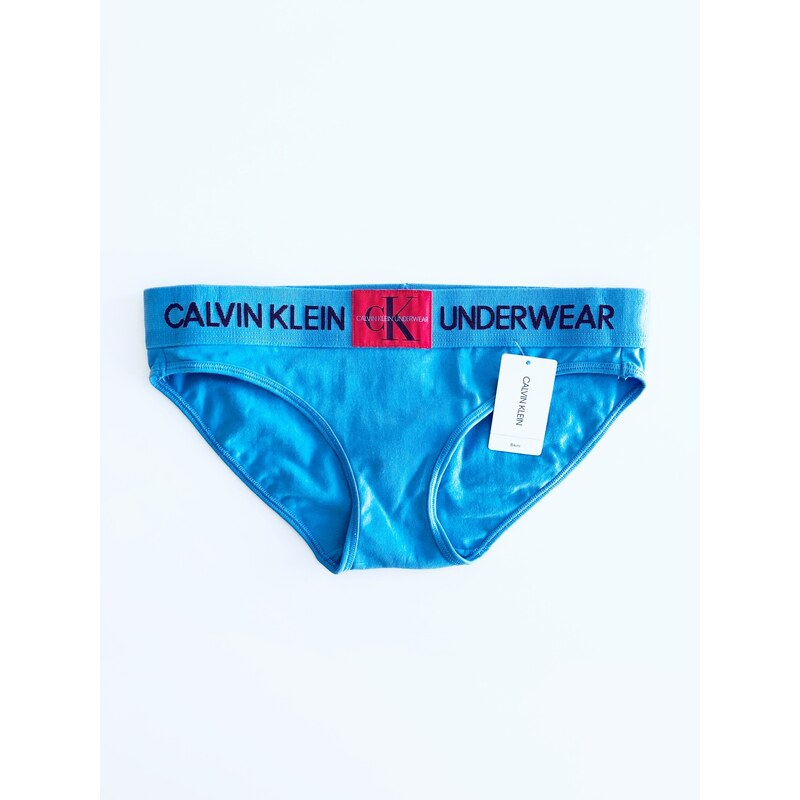 Calvin Klein Calvin Klein Monogram Blue stylová podprsenka Triangle a kalhotky Bikini set 2 ks - XS / Modrá / Calvin Klein