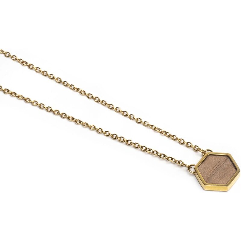 BeWooden Náhrdelník s dřevěným detailem Apis Necklace Hexagon