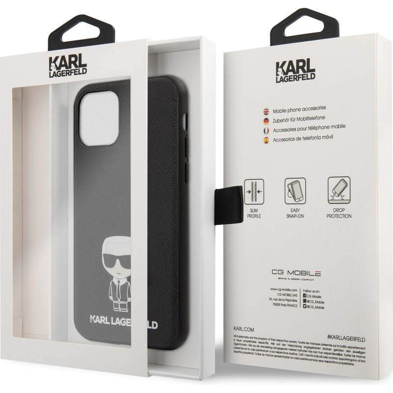 Ochranný kryt na iPhone 11 - Karl Lagerfeld, Saffiano Iconik Black