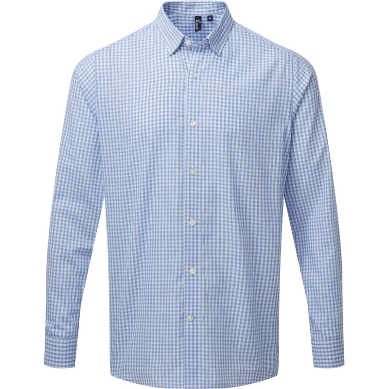 Premier Workwear Pánská kostkovaná košile s dlouhým rukávem Premier Workwear (PR252) Světlá modrá / Bílá S