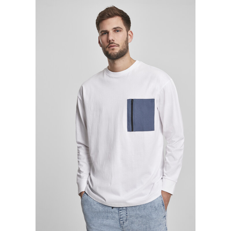 UC Men Boxy Big Contrast Pocket LS bílá