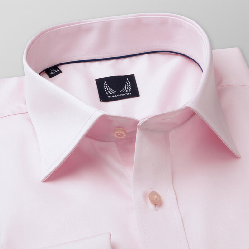 Willsoor Pánská košile Slim Fit světle růžové barvy s hladkým vzorem 11393
