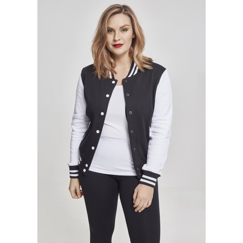 Bunda Urban Classics Ladies 2-tone College Sweatjacket - blk/wht