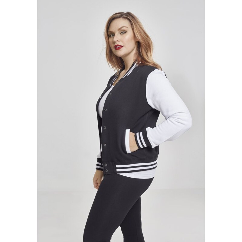 Bunda Urban Classics Ladies 2-tone College Sweatjacket - blk/wht