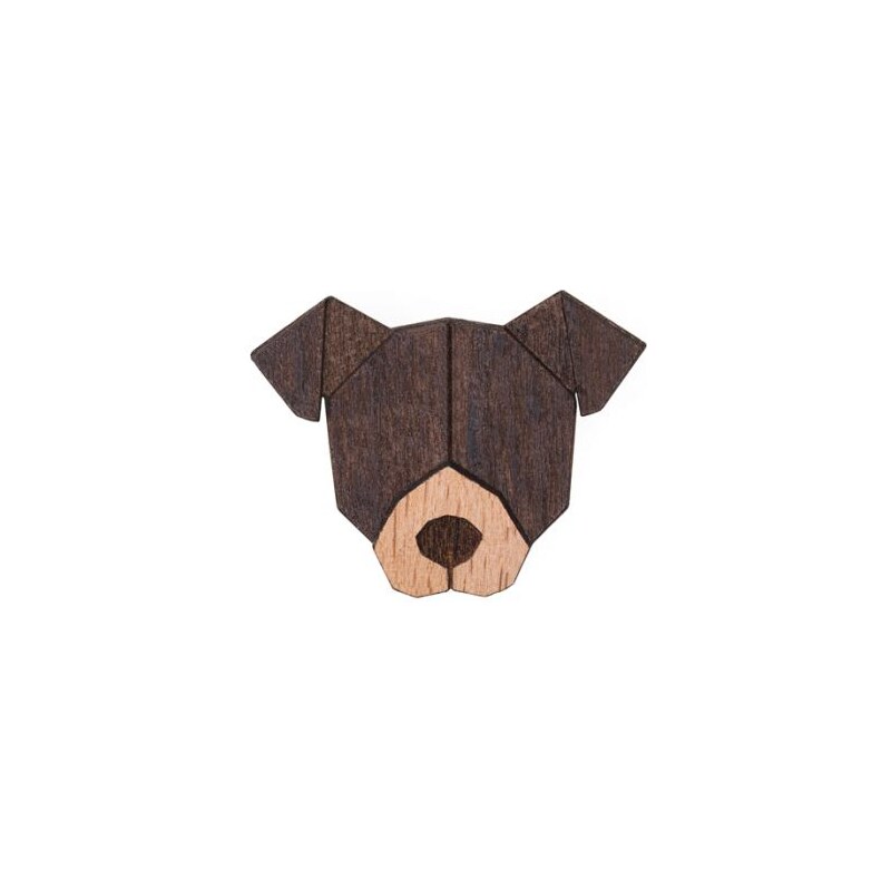BeWooden Dřevěná brož ve tvaru psa American Pit Bull Terrier Brooch