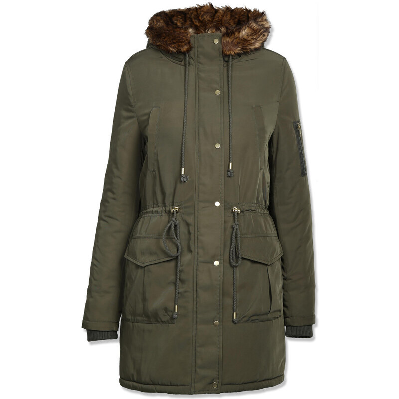 Tally Weijl Green Parka with Faux Fur