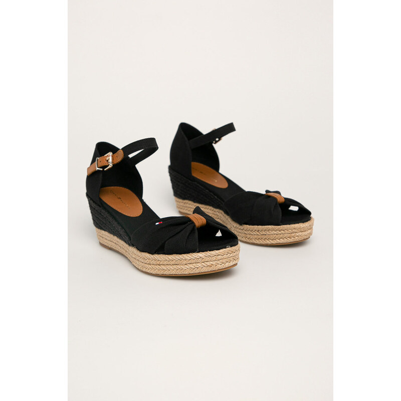 Sandály Tommy Hilfiger BASIC OPENED TOE MID WEDGE černá barva, FW0FW04785