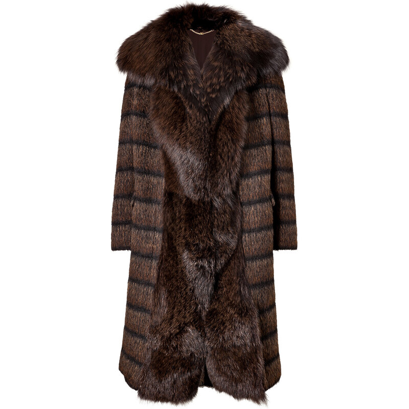Salvatore Ferragamo Wool-Mohair-Alpaca Coat with Fox Fur Front