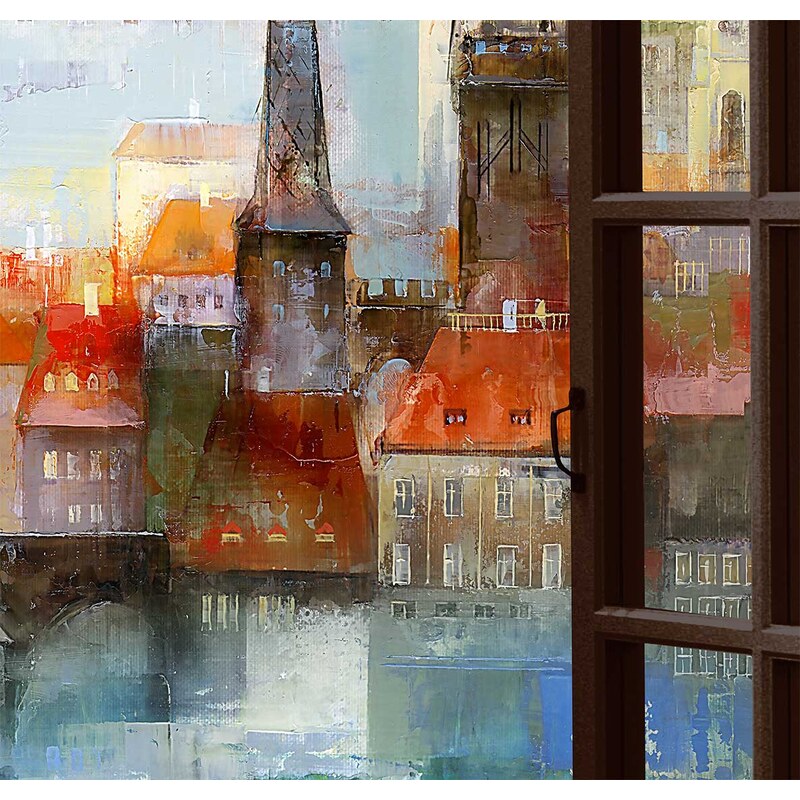 Malvis 3D obraz okno pražské panorama
