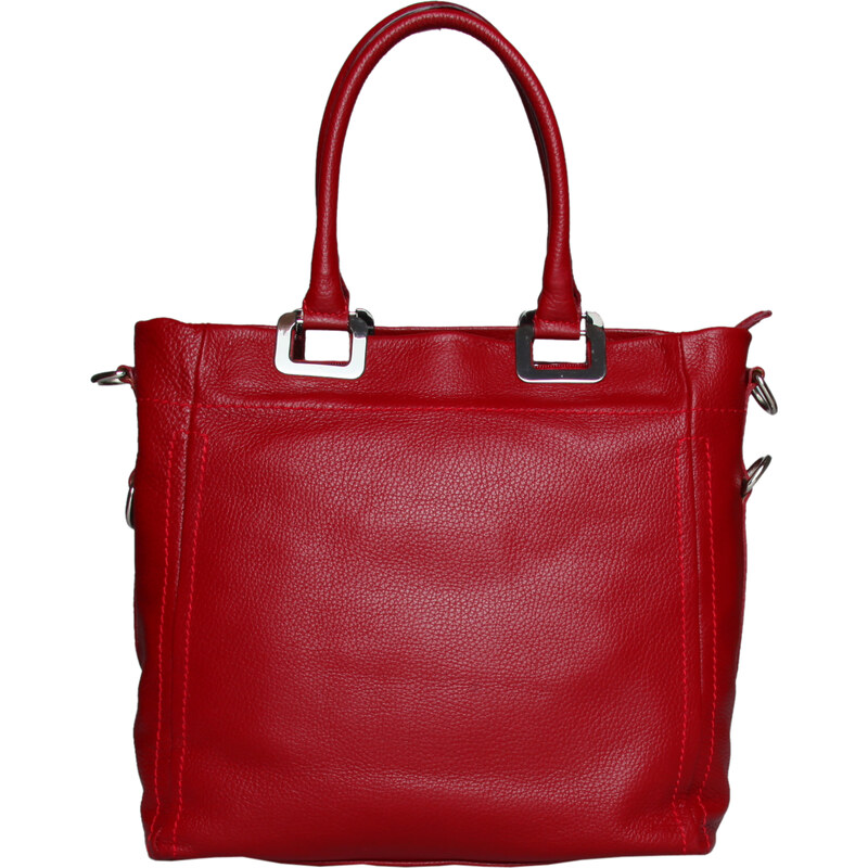 Objemná kožená kabelka Made in Italia / Bologna - červená univerzální