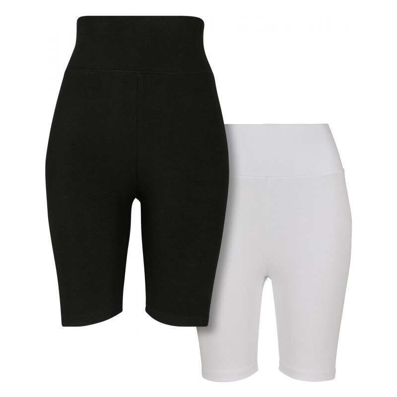 URBAN CLASSICS Urban Glassics Ladies High Waist Cycle Shorts 2-Pack - black/white