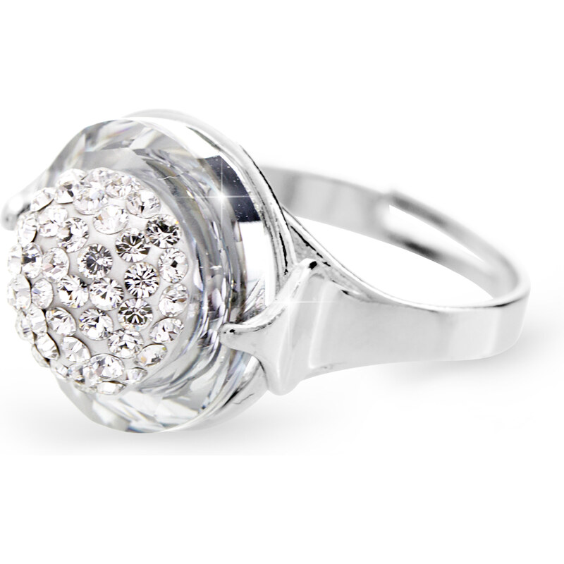 SkloBižuterie-J Stříbrný prsten půlkulička s kameny Swarovski Crystal