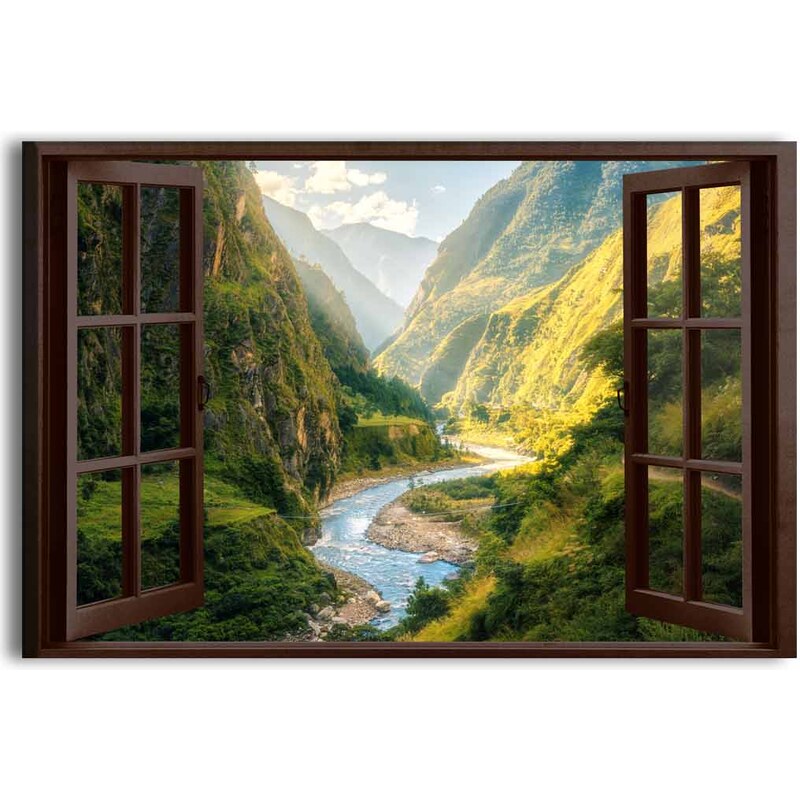 Malvis 3D obraz okno horská řeka