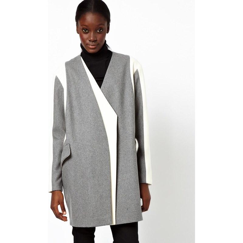 ASOS Coat With Asymmetric Colour Block - Grey