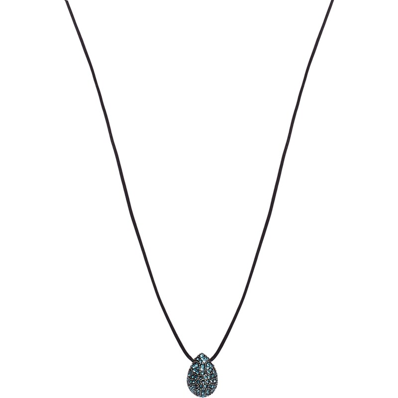 Pilgrim Leather Necklace With Blue Jewelled Charm