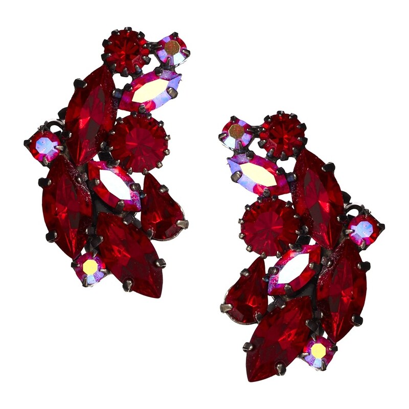 Krystal Siam Red Mix Swarovski Crystal Stud Earrings