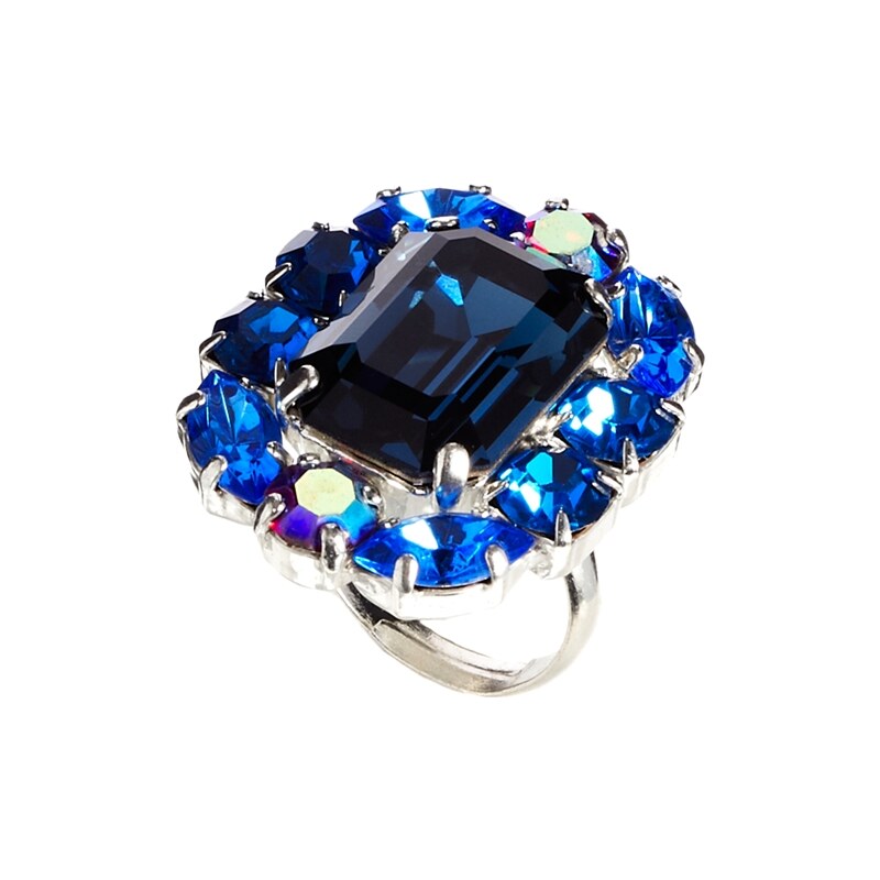 Krystal Montana Blue Mix Swarovski Crystal Ring