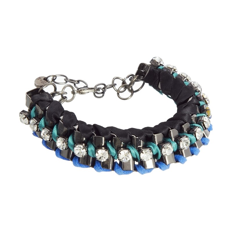 Nali Silver And Blue Satin Statement Bracelet