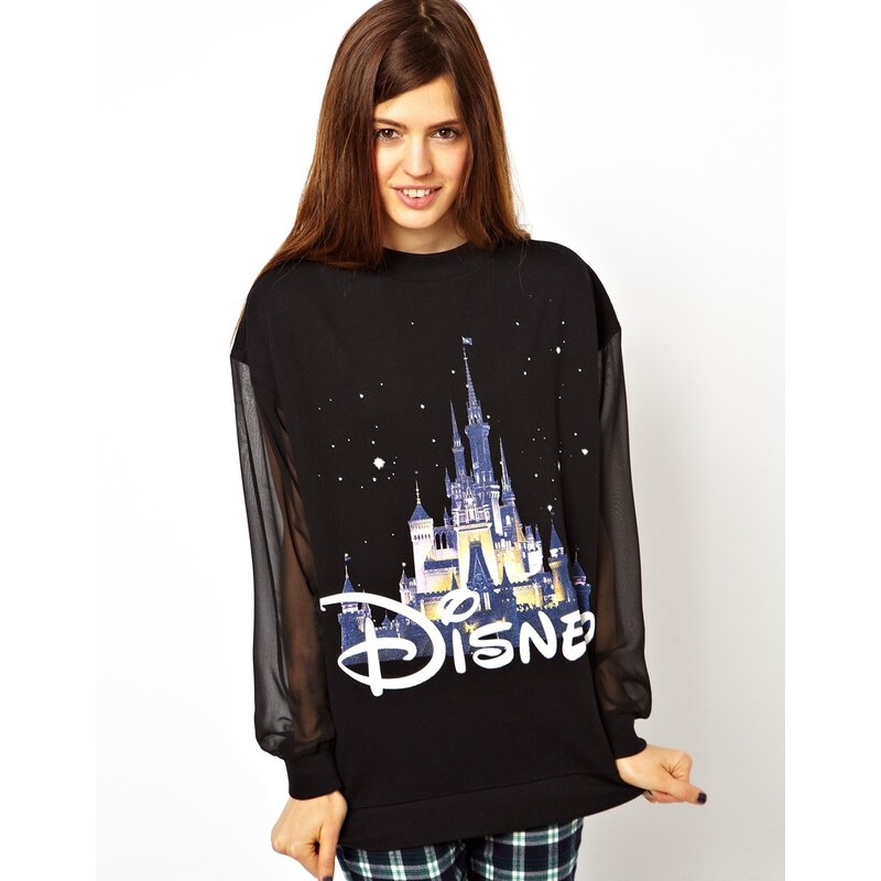 ASOS Sweatshirt with Mesh Sleeves and Disney Castle