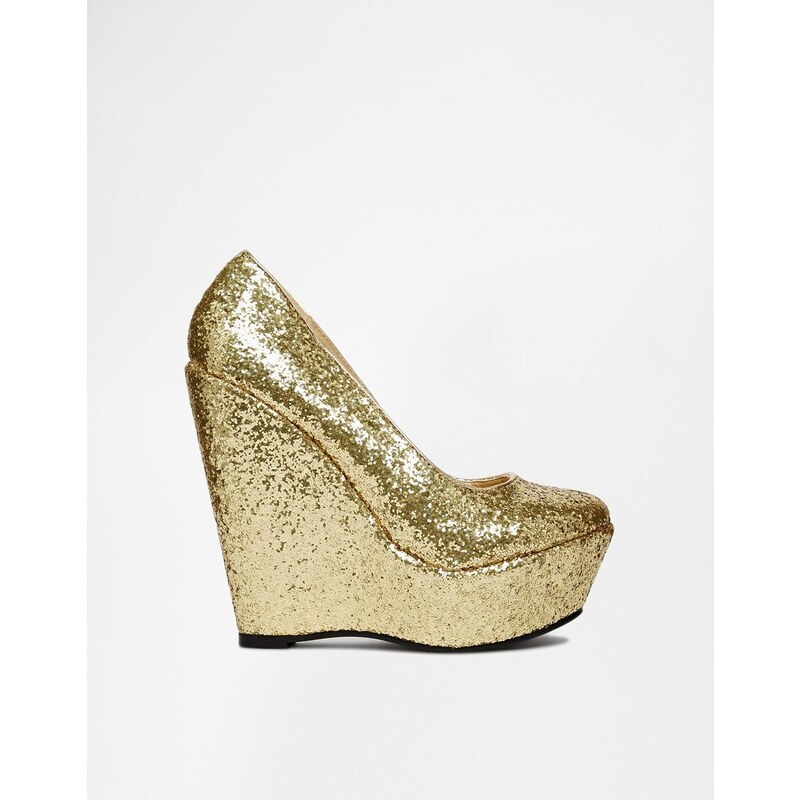 Sugarfree Shoes Sugarfree Tandy Glitter Wedge Shoes - Gold