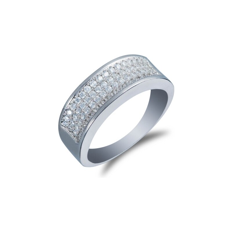 Meucci Elegantní stříbrný prsten s desítkami zirkonů