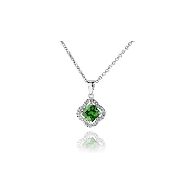 Meucci Elegantní stříbrný náhrdelník se smaragdem