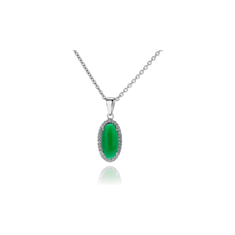 Meucci Stříbrný náhrdelník s výrazným smaragdem a zirkony