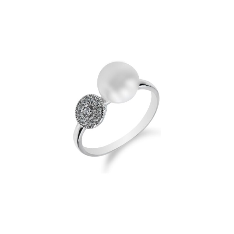 Meucci Stříbrný elegantní prsten s perlou a zirkony