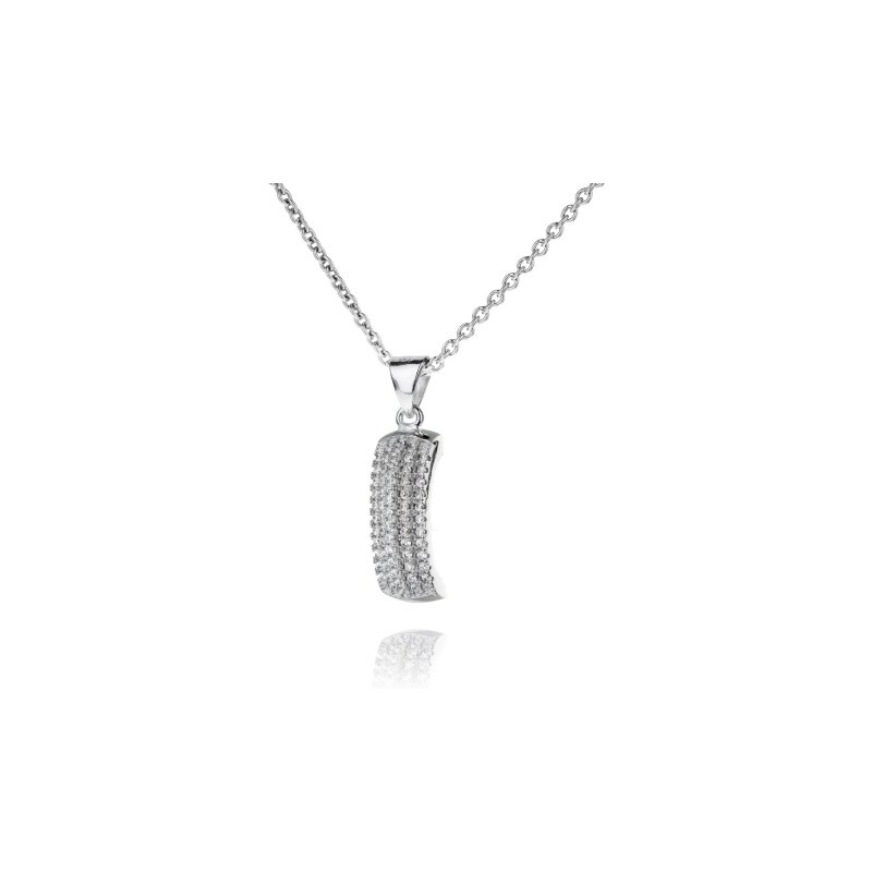 Meucci Úžasný stříbrný náhrdelník s pěti řadami zirkonů