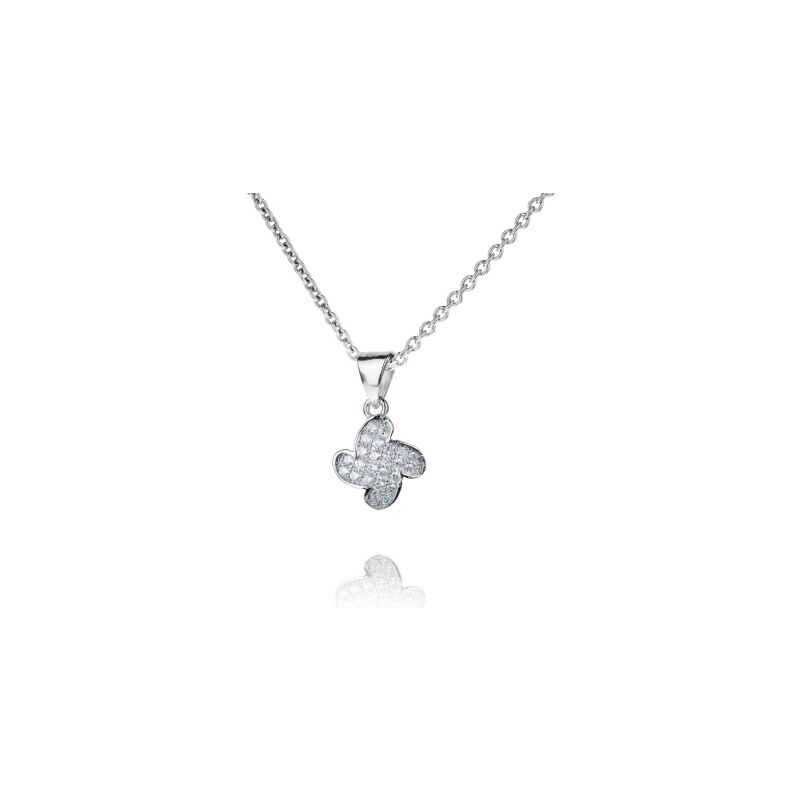 Meucci Stříbrný rhodiovaný náhrdelník s kytičkou