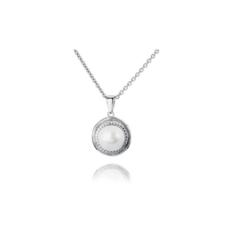 Meucci Stříbrný náhrdelník s velkou perlou a zirkony