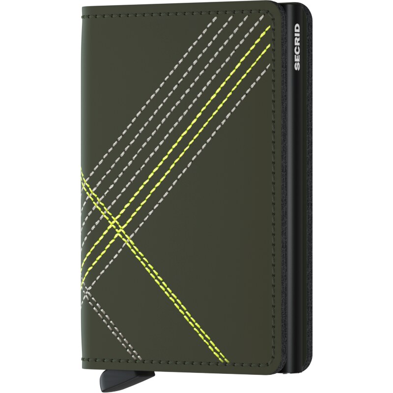 Kožená peněženka SECRID Slimwallet Stitch Linea Lime khaki se