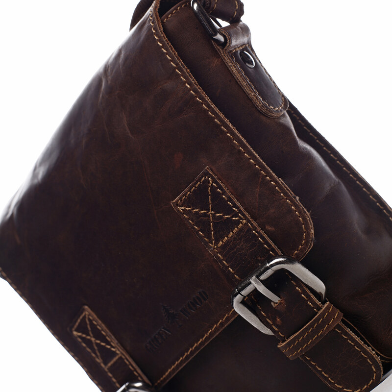 Menší kožená pánská crossbody Raul Green Wood hnědá