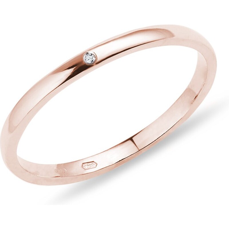 Prsten z růžového zlata s diamantem KLENOTA X0897114L15