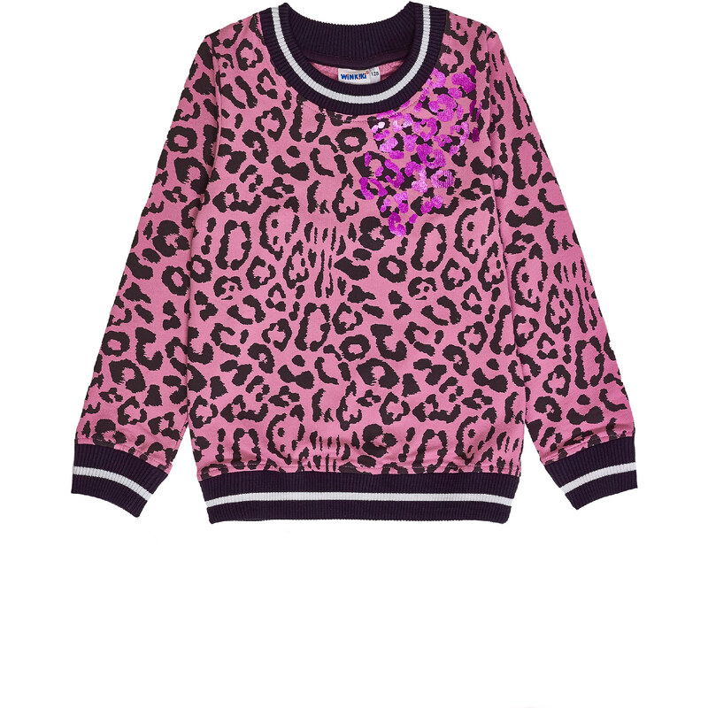 Winkiki Kids Wear Dívčí mikina Leopard - růžová