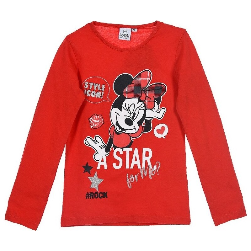 DISNEY MINNIE MOUSE ČERVENÉ TRIČKO S DLOUHÝM RUKÁVEM Červená