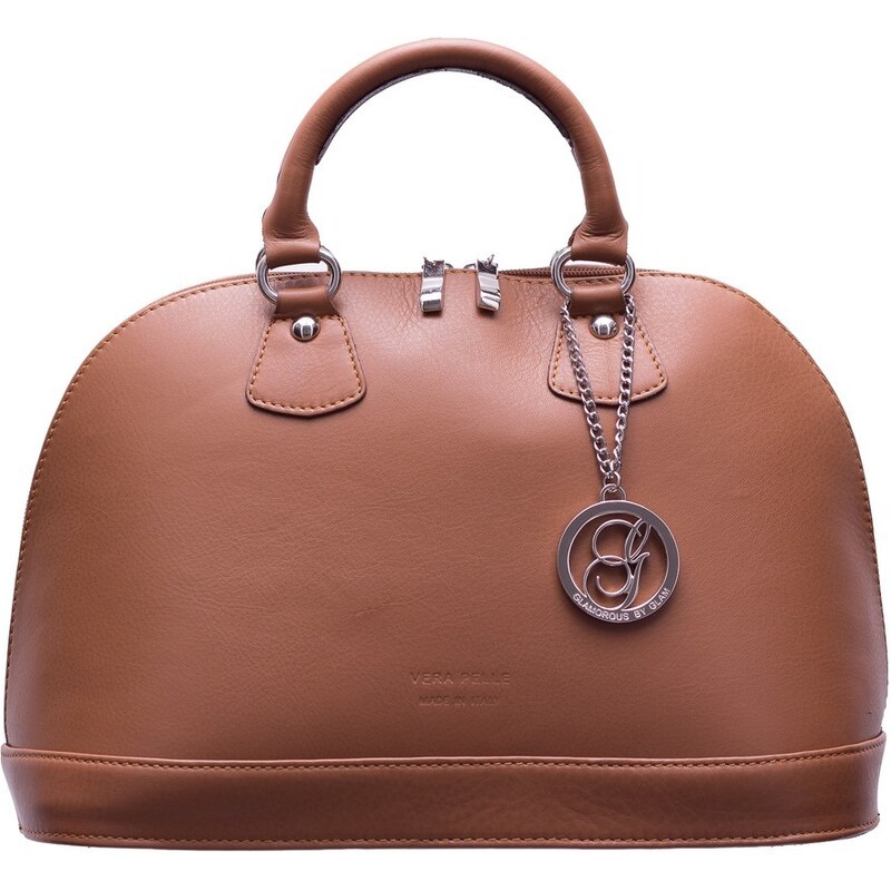 Dámská kožená kabelka kufříkový tvar béžovo hnědáGlamorous by Glam