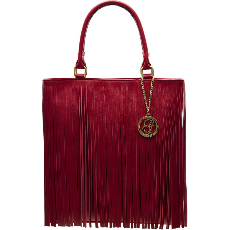 Dámská kožená kabelka s třásněmi - červenáGlamorous by Glam