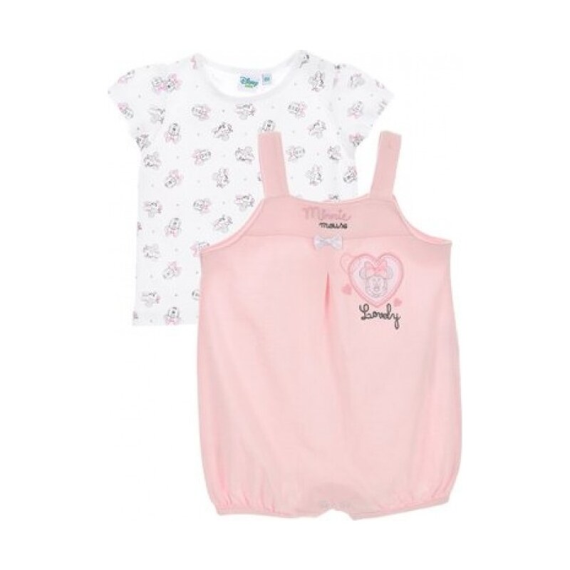 DISNEY MINNIE MOUSE DÍVČÍ RŮŽOVÝ SET TRIČKO+OVERÁLEK Světle růžová