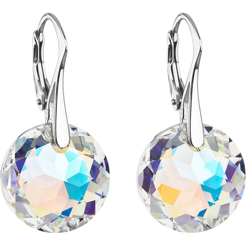 Stříbrné náušnice visací s krystaly Swarovski ab efekt kulaté 31296.2 54673274