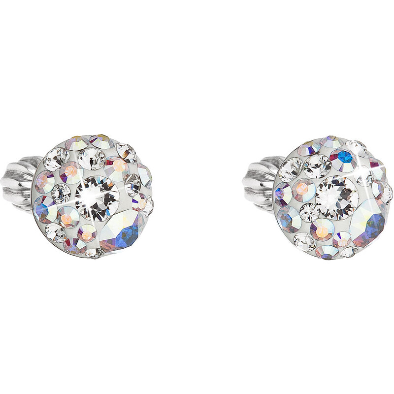 Stříbrné náušnice pecka s krystaly Swarovski ab efekt kulaté