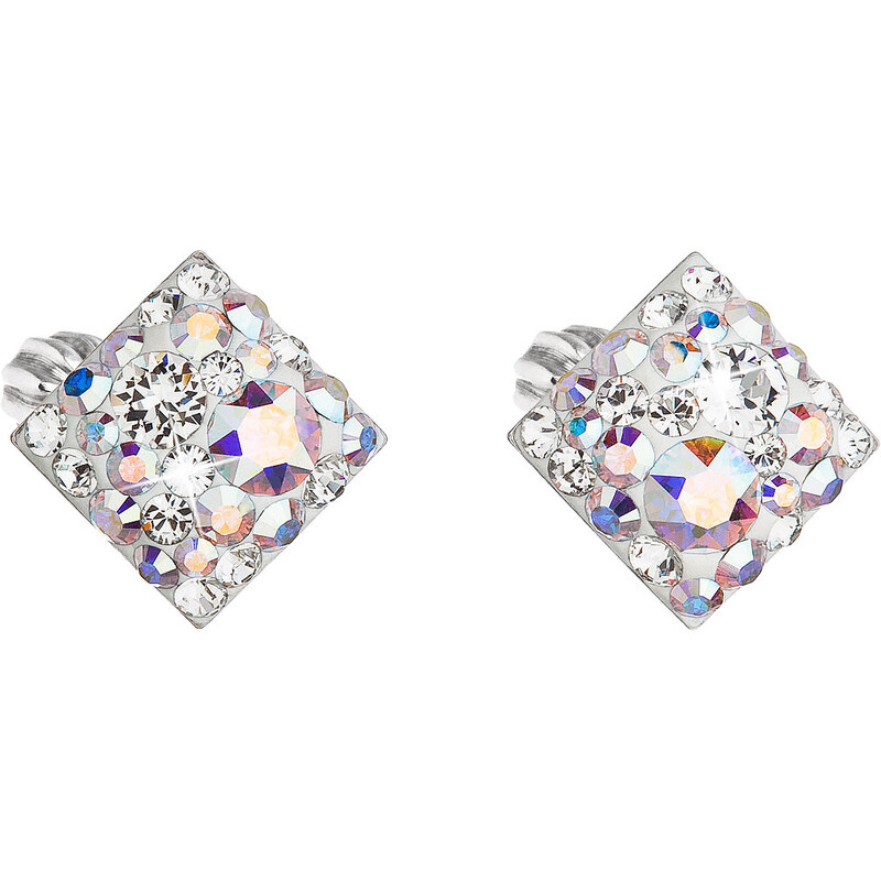 Stříbrné náušnice pecka s krystaly Swarovski ab efekt