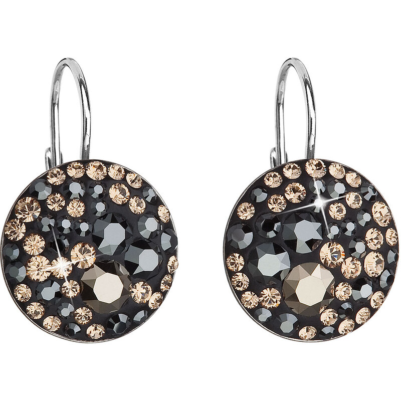 Stříbrné náušnice visací s krystaly Swarovski mix barev kulaté 31176.4 65918582
