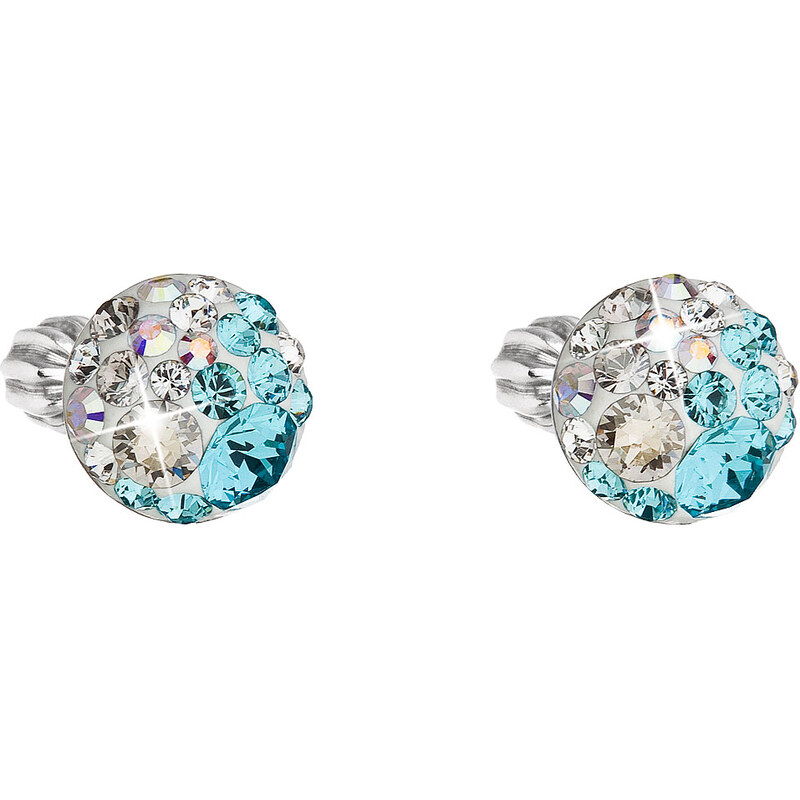 Stříbrné náušnice pecka s krystaly Swarovski modré kulaté 31336.3 50494689