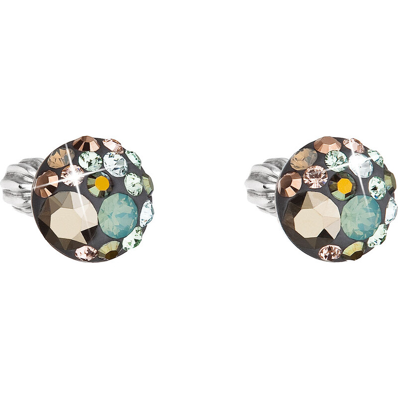Stříbrné náušnice pecka s krystaly Swarovski mix barev kulaté 31336.4 74171546