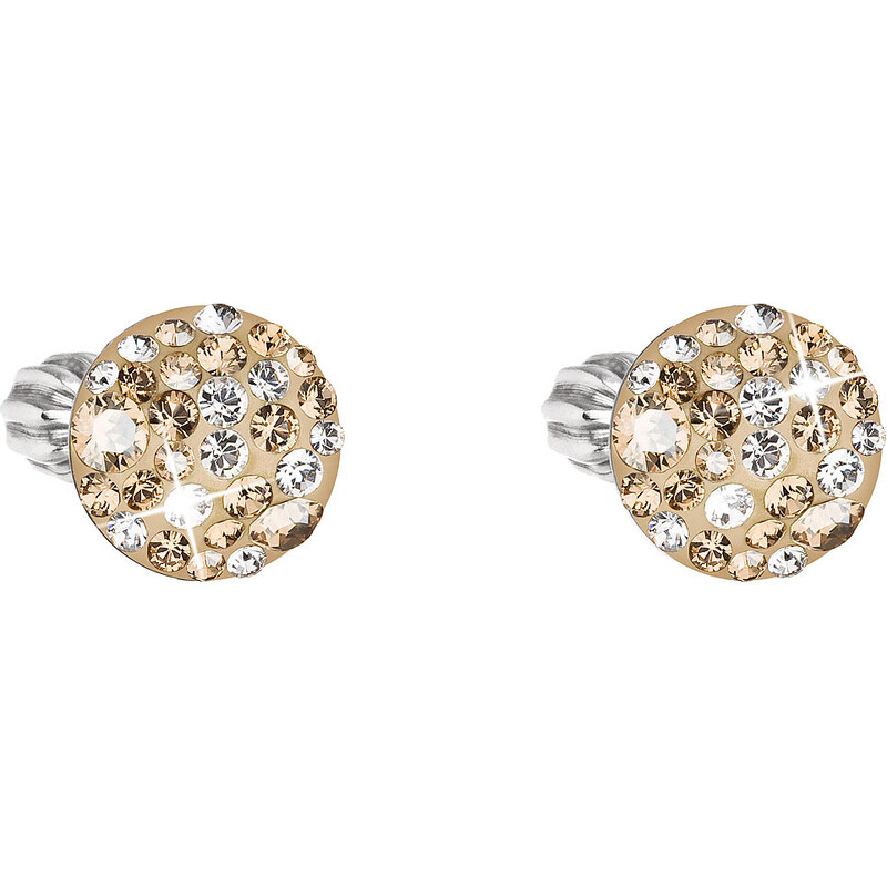 Stříbrné náušnice pecka s krystaly Swarovski zlaté kulaté 31336.5 gold 74171547