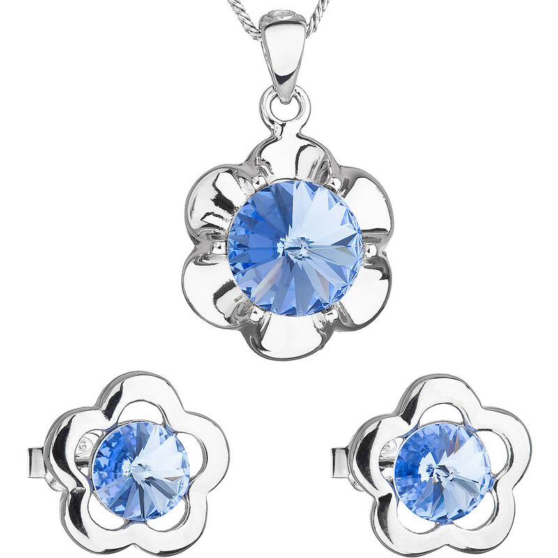 Sada šperků s krystaly Swarovski náušnice,řetízek a přívěsek modrá 74171592
